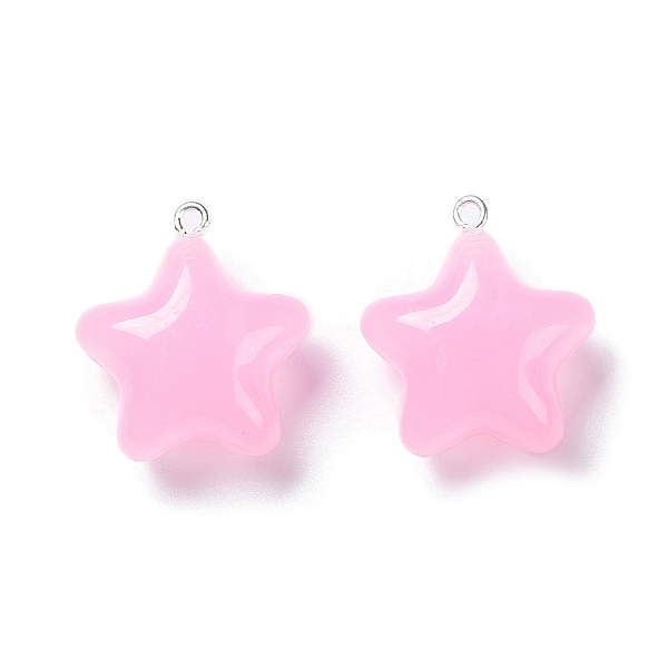 

PandaHall Acrylic Pendants, with Silver Tone Alloy Loops, Star Charms, Pearl Pink, 25.5~26x23x12.5mm, Hole: 1.8mm Alloy+Acrylic Star