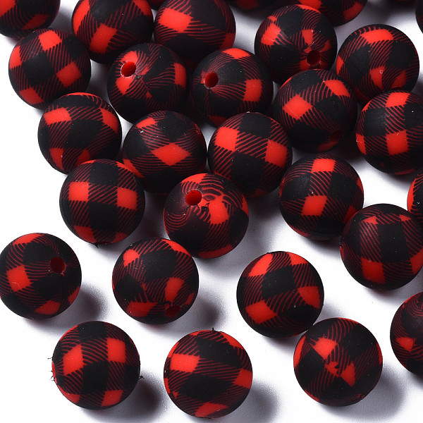 

PandaHall Food Grade Eco-Friendly Silicone Beads, Chewing Beads For Teethers, Printed, Round, Red, 12x11.5mm, Hole: 2.5mm Silicone Round Red