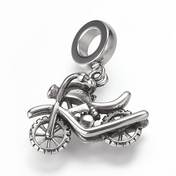 

PandaHall 304 Stainless Steel European Dangle Charms, Large Hole Pendants, Motorbike/Motorcycle, Antique Silver, 27mm, Hole: 5mm, Pendant...