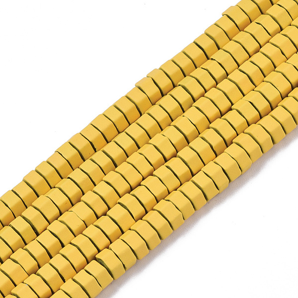 

PandaHall Spray Painted Non-magnetic Synthetic Hematite Beads Strands, Hexagon, Gold, 4x2mm, Hole: 0.9mm, about 82~87pcs/strand, 16.14 inch...