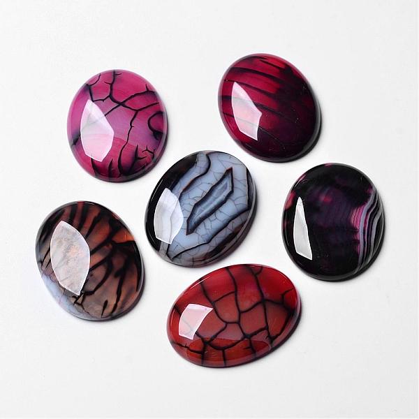 

PandaHall Natural Dragon Veins Cabochons, Flat Back, Oval, Dyed, Deep Pink, 40x30x7mm Natural Agate Oval Pink
