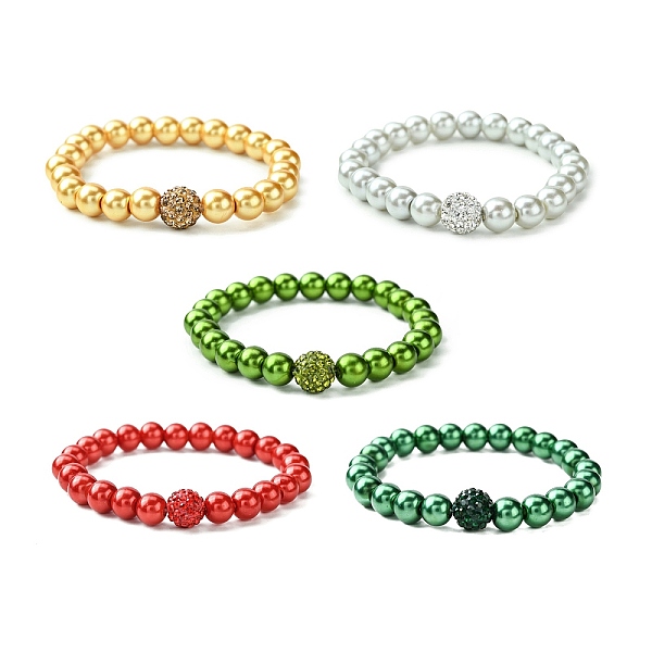 

PandaHall Glass Round Beaded Stretch Bracelet, Mixed Color, Inner Diameter: 2 inch(5cm) Glass Round Multicolor