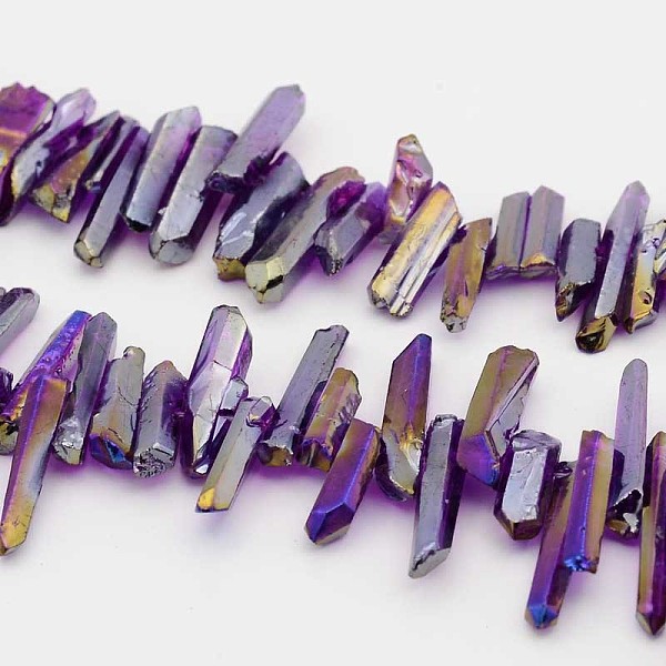 

PandaHall Electroplated Natural Quartz Crystal Beads Strands, Nuggets, Medium Orchid, 13~38x6~14x6~10mm, Hole: 1mm, 15.7 inch Quartz Crystal..., Purple