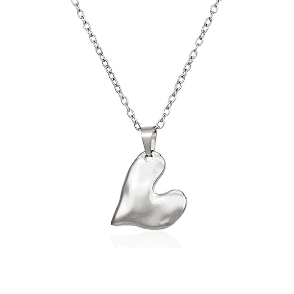 

PandaHall 304 Stainless Steel Pendant Necklaces, Heart, Stainless Steel Color, 17.64 inch(44.8cm) 304 Stainless Steel Heart