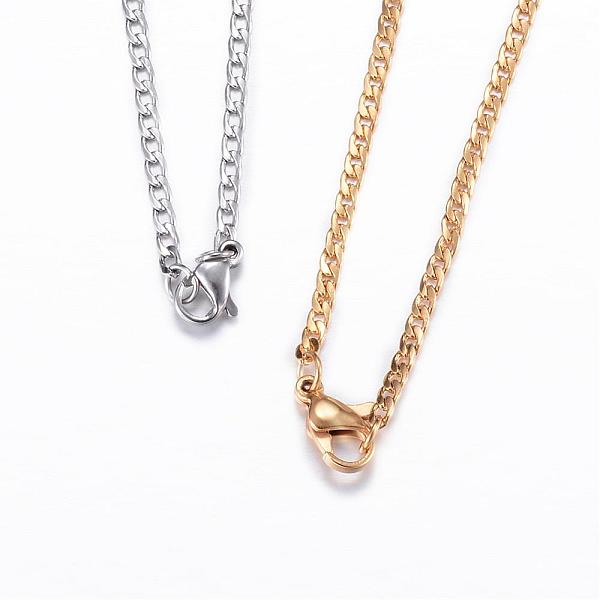 

PandaHall 304 Stainless Steel Curb Chain Necklaces, with Lobster Claw Clasps, Mixed Color, 19.7 inch(50cm), 2mm 304 Stainless Steel