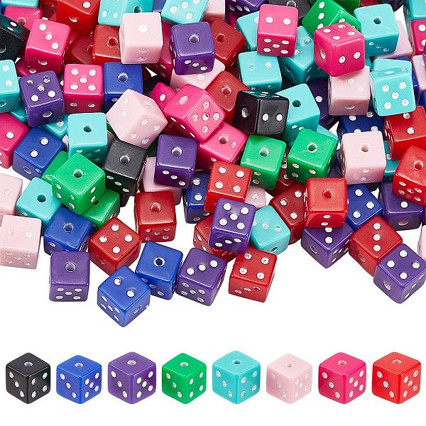 

PandaHall Acrylic Beads, Dice, Mixed Color, 7.5x7.5x7.5mm, Hole: 1.5mm, 320pcs/box Acrylic Cube Multicolor