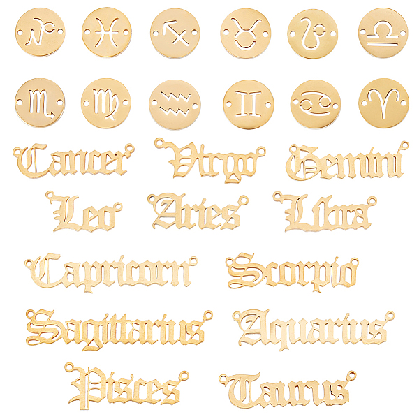 

PandaHall UNICRAFTALE 24Pcs 12 Style Constellations Charms 201 Stainless Steel Zodiac Link Connectors Constellations Pendants Jewelry...