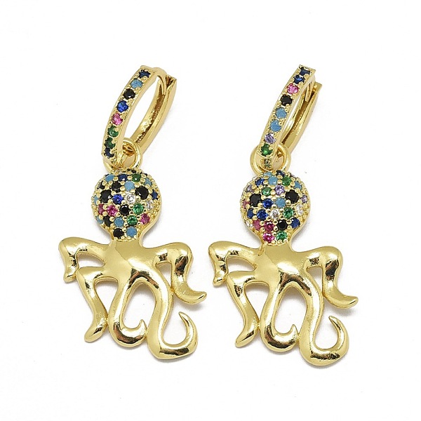 

PandaHall Alloy Micro Pave Cubic Zirconia Dangle Earrings, Long-Lasting Plated, Octopus, Golden, 38mm, Pin: 0.8mm Cubic Zirconia Other...