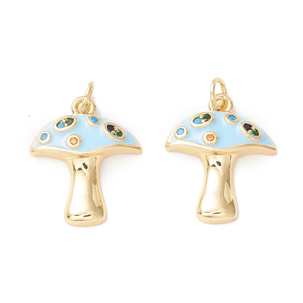 

PandaHall Autumn Theme Rack Plating Brass Micro Pave Colorful Cubic Zirconia Pendants, with Enamel, Cadmium Free & Nickel Free & Lead Free..., Cyan