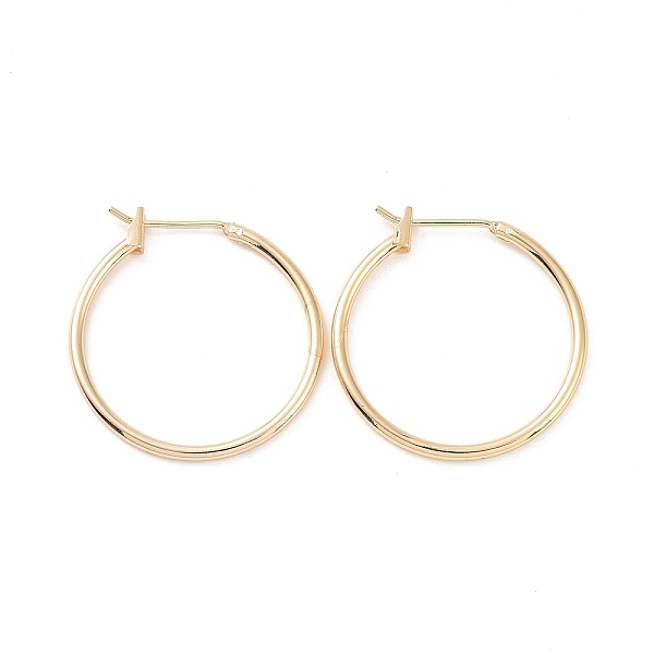 

PandaHall Ion Plating(IP) Brass Huggie Hoop Earrings for Women, Real 18K Gold Plated, 15 Gauge, 25x25x1.5mm, Pin: 0.8mm Brass Ring