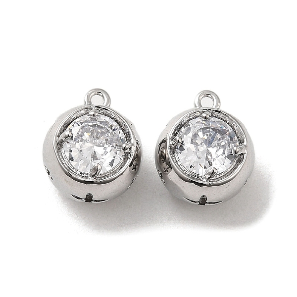 

PandaHall Brass with Glass Rhinestone Charms, Round, Real Platinum Plated, 12x10x8.5mm, Hole: 1mm Brass+Glass Round