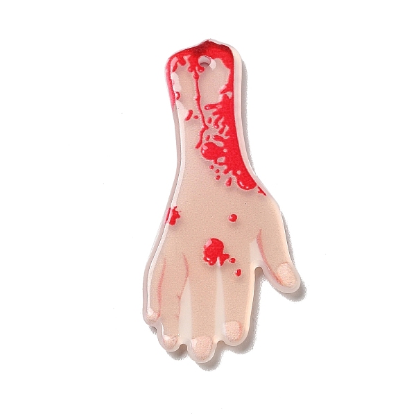 

PandaHall Double-sided Printed Acrylic Pendants, Halloween Theme, Bloody Hand, Body, 45.5x20x2.5mm, Hole: 1.5mm Acrylic Body Brown