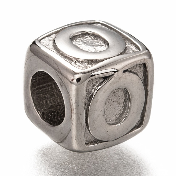 

PandaHall 304 Stainless Steel European Beads, Large Hole Beads, Horizontal Hole, Cube with Letter, Stainless Steel Color, Letter.O, 8x8x8mm...