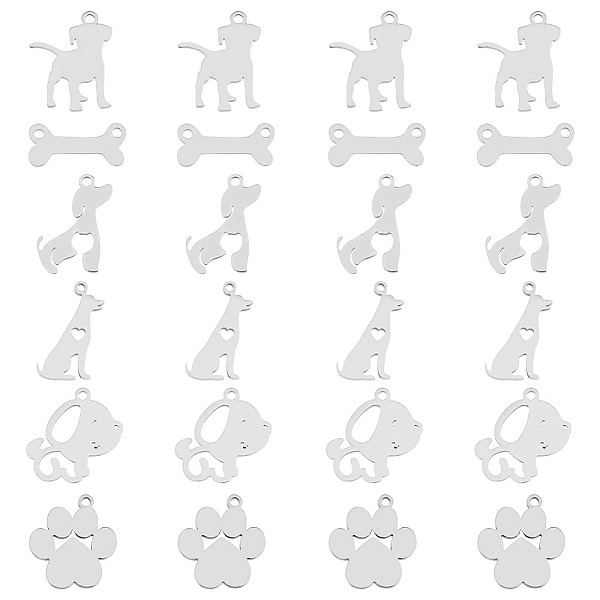 

PandaHall SUPERFINDINGS 24Pcs 6 Style 201 Stainless Steel Dog Paw Print Charm Doggy Puppy Paw Pendant Metal Laser Cut Charms for DIY Jewelry...