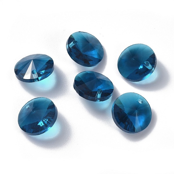 

PandaHall Glass Charms, Faceted, Cone, Marine Blue, 14x7mm, Hole: 1mm Glass Cone