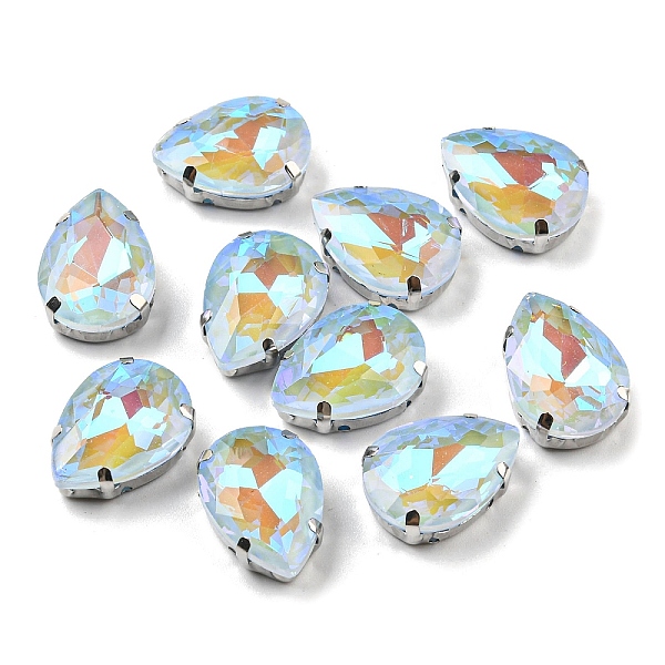 

PandaHall Mocha Fluorescent(MI) Teardrop Sew on Rhinestone, Multi-strand Links, with Brass Prong Settings, Garments Accessories, Light..., Blue