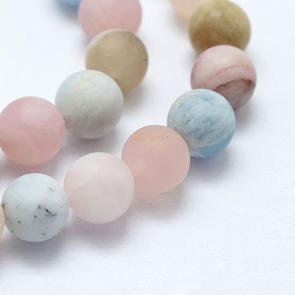 

PandaHall Natural Morganite Beads Strands, Frosted, Round, 6mm, Hole: 1mm, about 64pcs/strand, 15.55 inch(39.5cm) Morganite Round