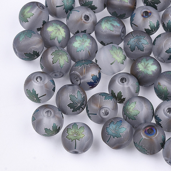 Autumn Theme Electroplate Transparent Glass Beads
