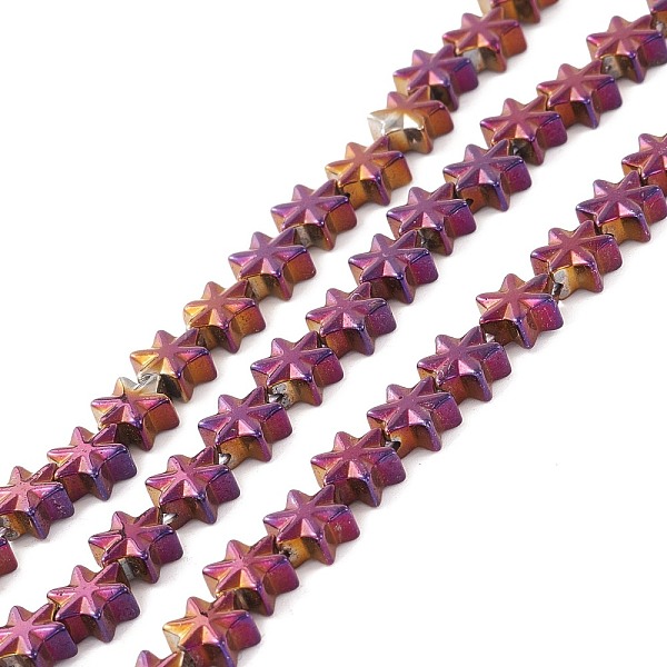 

PandaHall Electroplate Synthetic Non-magnetic Hematite Beads, Star, Purple Plated, 7.5x7x3.5mm, Hole: 1mm, about 44~61pcs/strand, 11.02 inch...