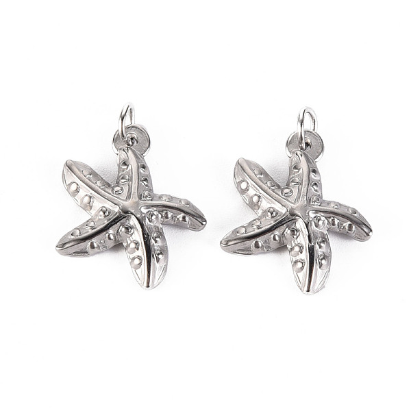 

PandaHall 304 Stainless Steel Pendants, with Jump Rings, Starfish, Stainless Steel Color, 17x17x3mm, Jump Ring: 4.8x0.8mm, 3.2mm inner...