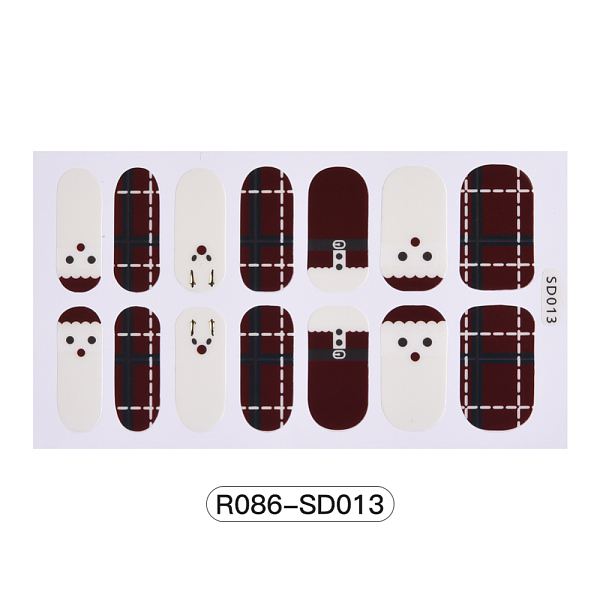 

PandaHall Christmas Theme Full Cover Nail Art Stickers, for Nail Tips Decorations, Red, 107x60mm Paper Red