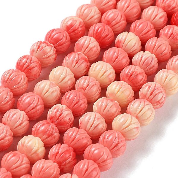 

PandaHall Synthetic Coral Beads, Dyed, Flower, Salmon, 9.5x8.5mm, Hole: 1.5mm, about 43pcs/strand, 13.50''(34.3cm) Synthetic Coral Flower..., Red