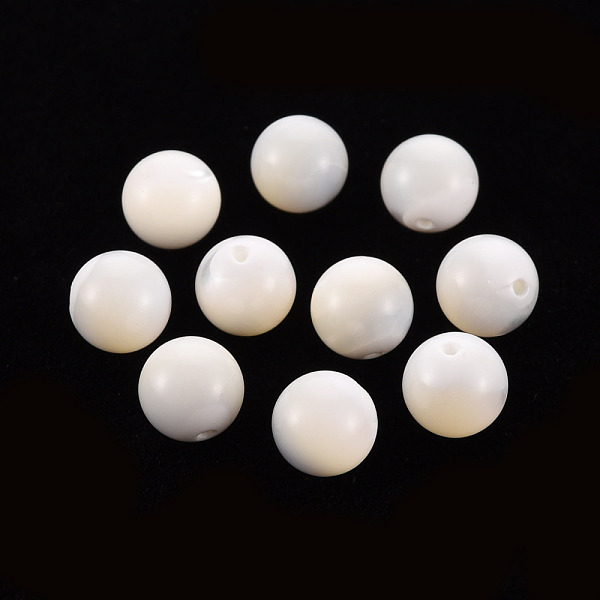 

PandaHall Natural Trochid Shell/Trochus Shell Beads, Half Drilled, Round, Seashell Color, 8mm, Hole: 1mm Trochus Shell Round