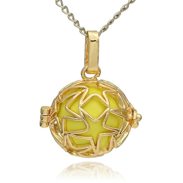 

PandaHall Golden Tone Brass Hollow Round Cage Pendants, with No Hole Spray Painted Brass Ball Beads, Champagne Yellow, 23x24x18mm, Hole...