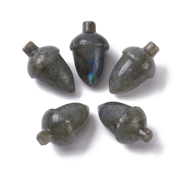 PandaHall Natural Labradorite Beads, No Hole/Undrilled, for Wire Wrapped Pendant Making, Filbert, 27.5~30x18~19.5mm Labradorite Food