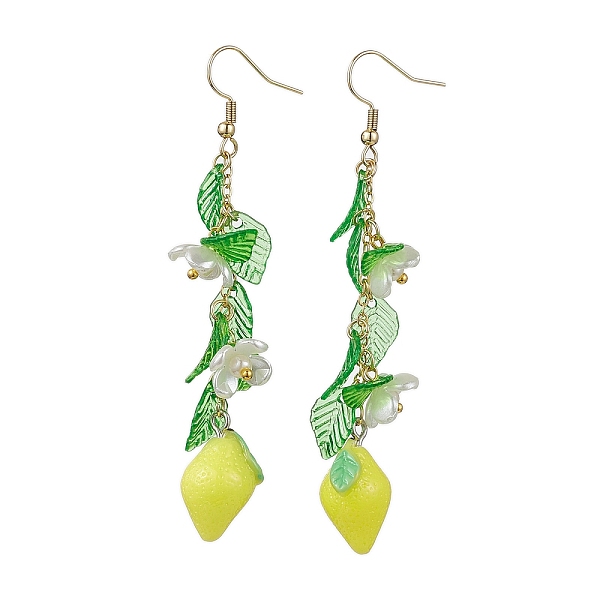 

PandaHall Acrylic 304 Stainless Steel Dangle Earrings, Fruit, Lemon, 78mm Acrylic Lemon