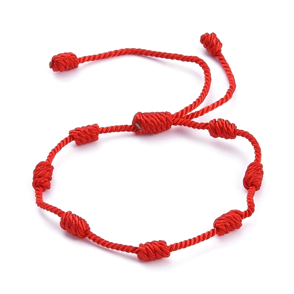 

PandaHall 7 Knot Lucky Bracelets, Adjustable Nylon Milan Cord Braided Bead Bracelets, Red String Bracelets, Red, Inner Diameter: 2...