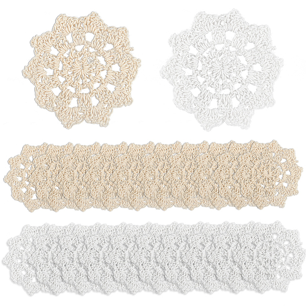 

PandaHall FINGERINSPIRE 30PCS Hand Crochet Lace Doilies (White & Beige, 2.9~3.2 inch) Round Lace Flower Petal Doilies Small Crochet Cotton..., Multicolor