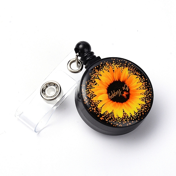 

PandaHall ABS Plastic Retractable Badge Reel, Card Holders, with Platinum Snap Buttons, ID Badge Holder Retractable for Nurses, Flat Round..., Orange