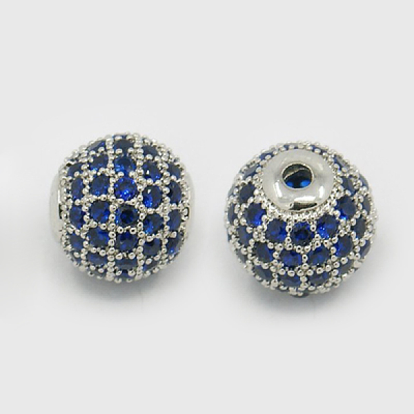 

PandaHall Brass Cubic Zirconia Beads, Round, Platinum, 10mm, Hole: 1.5mm Brass+Cubic Zirconia Round