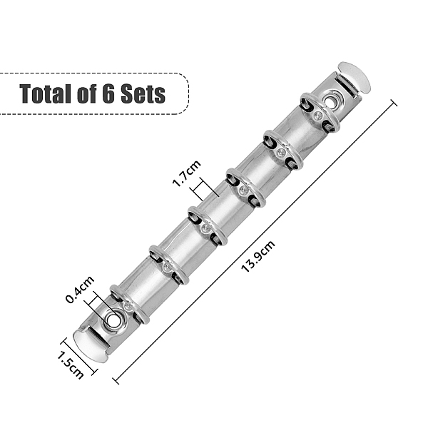 

PandaHall SUPERFINDINGS 6 Sets 6-Hole A7 Ring Binder Mechanisms Replacement Kit Stainless Steel 6 Ring Loose Leaf Book Binder Hinged Clamp...