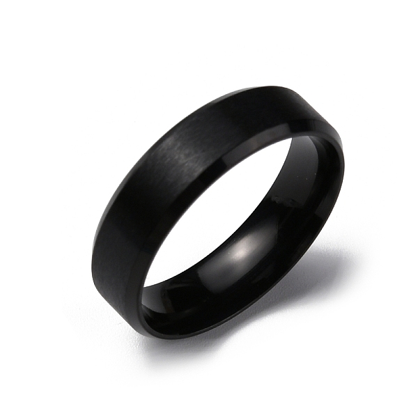 

PandaHall Vacuum Plating Matte Style 304 Stainless Steel Wide Band Finger Rings for Women Men, Plain Band Rings, Electrophoresis Black, 6mm...