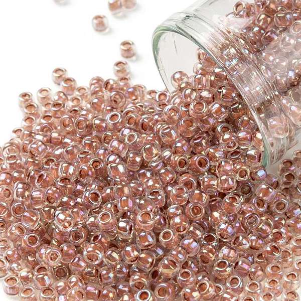 

PandaHall TOHO Round Seed Beads, Japanese Seed Beads, (784) Inside Color AB Crystal/Sandstone Lined, 8/0, 3mm, Hole: 1mm, about 1110pcs/50g..., Red