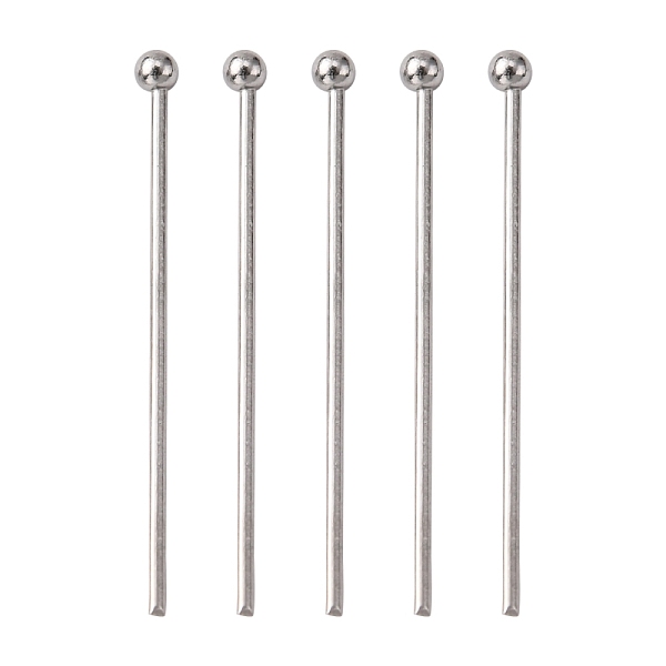 

PandaHall 304 Stainless Steel Ball Head pins, Stainless Steel Color, 25x0.7mm, 21 Gauge, Head: 1.95mm 304 Stainless Steel