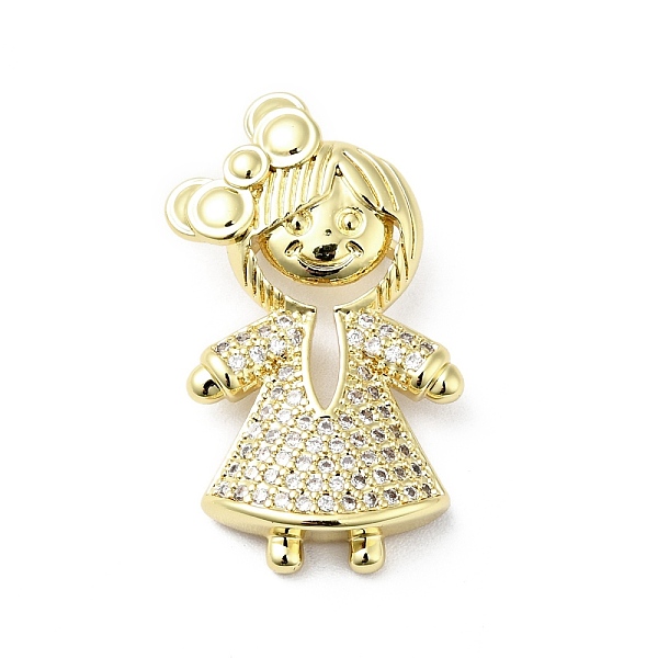 

PandaHall Rack Plating Brass Micro Pave Clear Cubic Zirconia Pendants, Cadmium Free & Lead Free, Girl, Real 18K Gold Plated, 28x17x6.5mm...