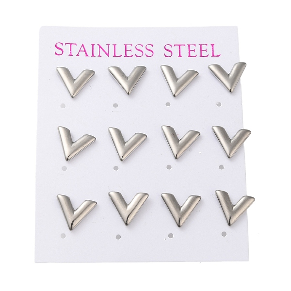

PandaHall 304 Stainless Steel Stud Earring, Letter V, Stainless Steel Color, 11x11mm, 12pcs/set 304 Stainless Steel Letter V