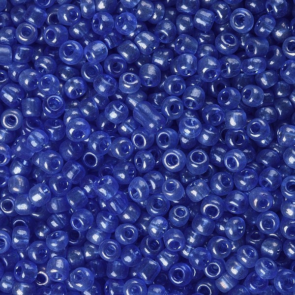

PandaHall Glass Seed Beads, Trans. Colours Lustered, Round, Cornflower Blue, 3mm, Hole: 1mm, about 2222pcs/100g Glass