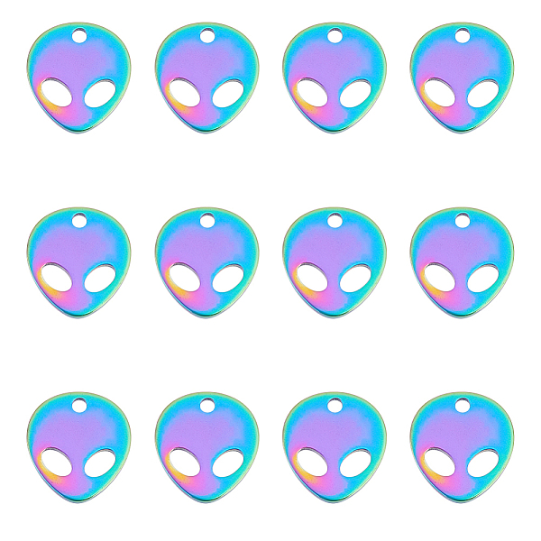 

PandaHall Unicraftale 12Pcs Ion Plating(IP) 201 Stainless Steel Charms, Cadmium Free & Nickel Free & Lead Free, Alien, Rainbow Color...