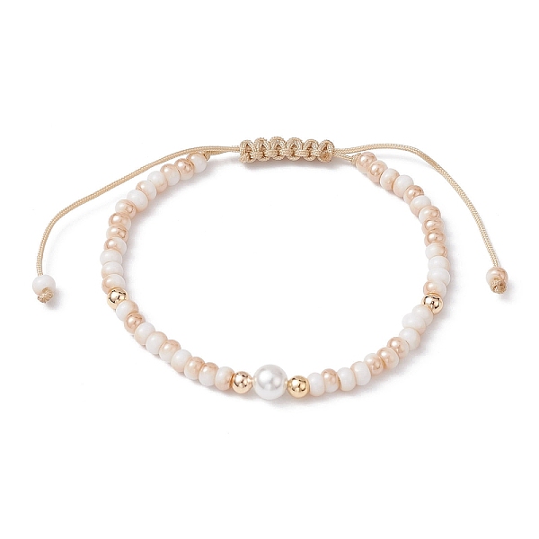 

PandaHall Glass & Shell Pearl Round Beads Braided Bead Bracelets, Adjustable Nylon Thread Bracelets for Women, Beige, Inner Diameter..., Yellow