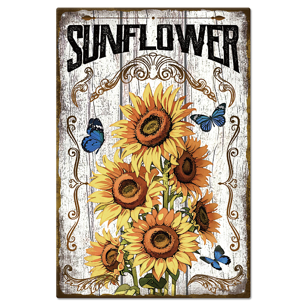 PandaHall GLOBLELAND Vintage Sunflower and Funny Word Metal Tin Sign for Garage Man Personalized Signs Garden Cave Signs Art Plaque Poster...