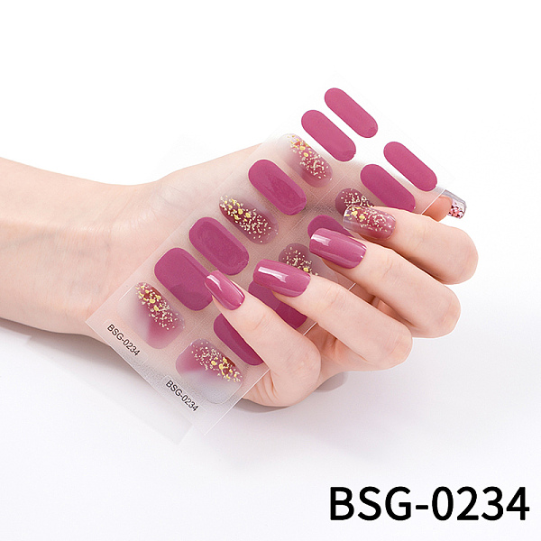 

PandaHall Nail Art Full Cover Nail Stickers, Glitter Powder Stickers, Self-Adhesive, for Nail Tips Decorations, Camellia, 13.6x8x0.9cm..., Pink