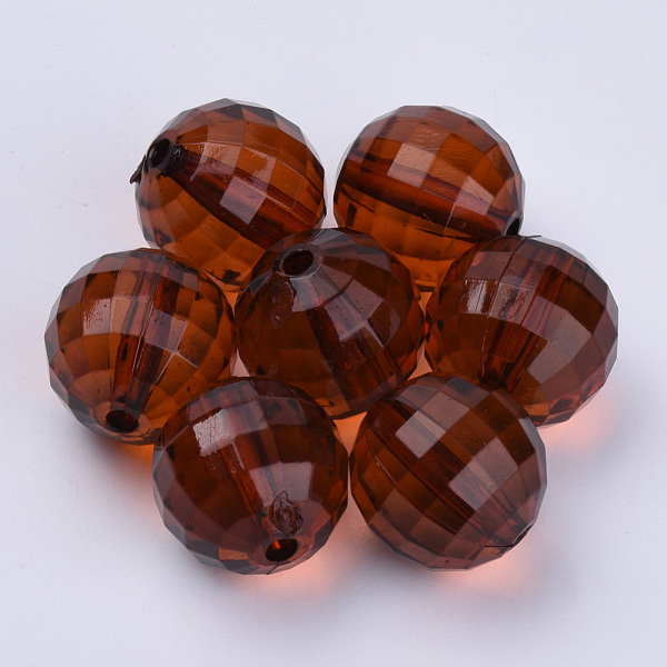 

PandaHall Transparent Acrylic Beads, Faceted, Round, Coconut Brown, 8x8mm, Hole: 1.5mm, about 1770pcs/500g Acrylic Round Brown