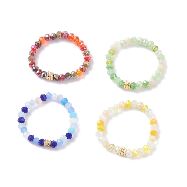 

PandaHall Glass Beaded Stretch Finger Ring with Cube for Women, Mixed Color, US Size 7 1/4(17.5mm) Glass Multicolor
