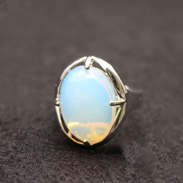 

PandaHall Oval Opalite Adjustable Ring, Platinum Alloy Jewelry for Women, Inner Diameter: 18mm Opalite Oval