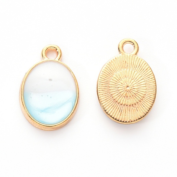 

PandaHall Alloy Enamel Charms, Oval, Light Gold, Light Sky Blue, 15x10x3mm, Hole: 1.6mm Alloy+Enamel Oval
