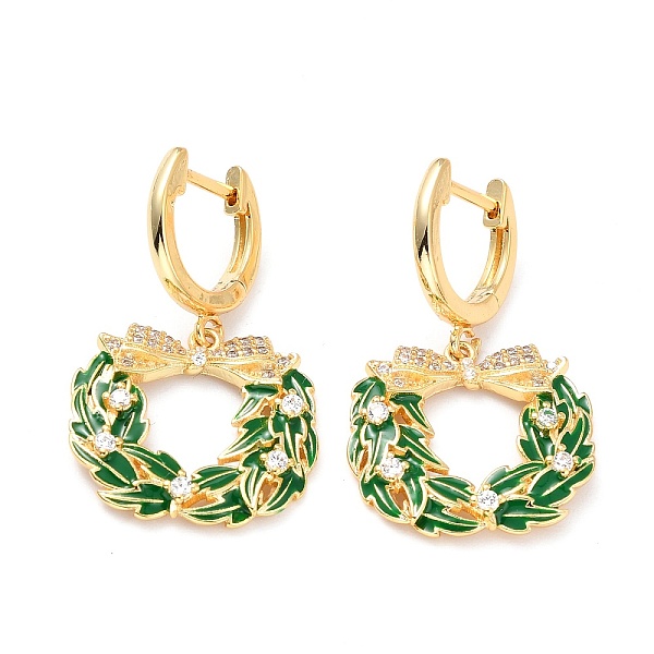 

PandaHall Brass Micro Pave Cubic Zirconia Huggie Hoop Earrings for Christmas, with Enamel, Lead Free & Cadmium Free & Nickel Low, Christmas..., Clear